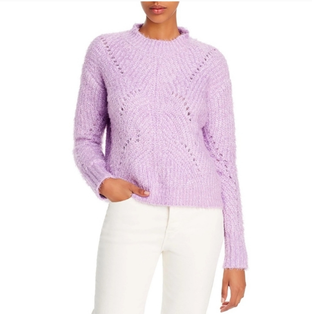 Aqua Chenille‎ Fuzzy Soft Preppy Boho Chunky Knit Pull On Sweater L
